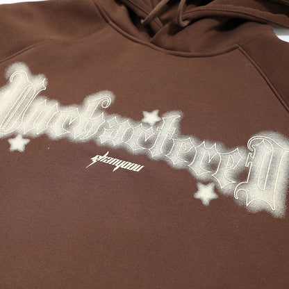 Street American Letter Printing Velvet Padded Hooded Sweatshirt