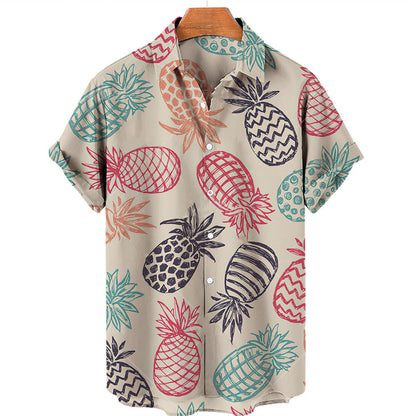 Casual Fruit Print Hawaiian Shirt For Men