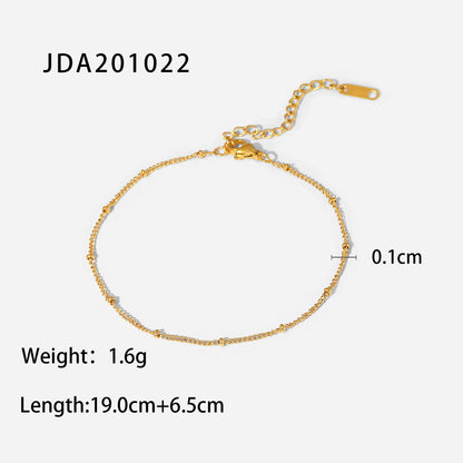 18K Gold Fine Classic Ball Bead Chain Stainless Steel Anklets