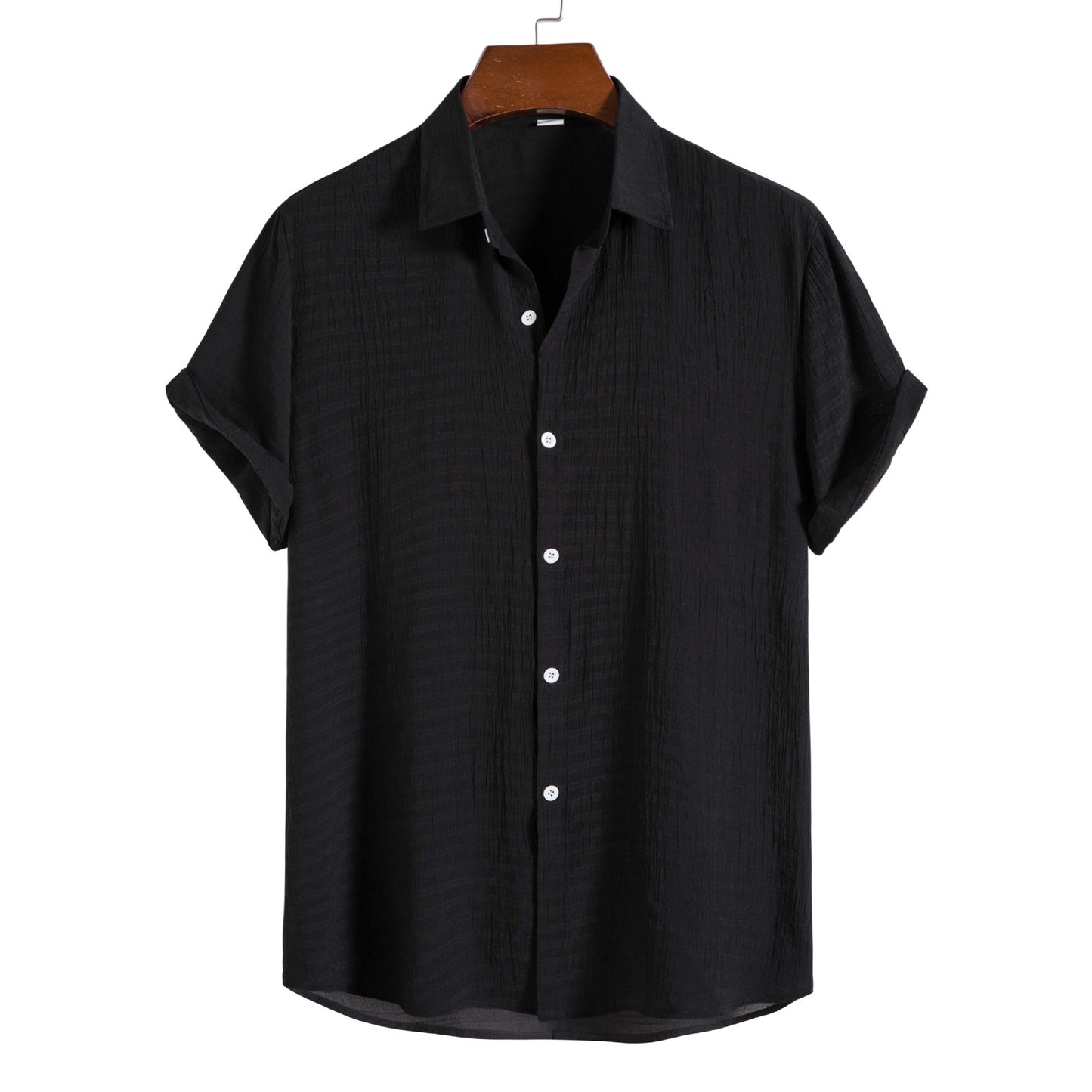 Men's Fashion Solid Color Dark Cell Short Sleeve Shirt